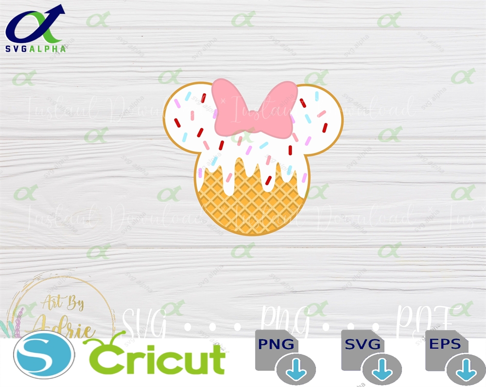 Ice Cream Cone Mouse Head Svg Set Classic Mouse Set Digital Download Files Custom For Cricut Silhouette Character Ear Art